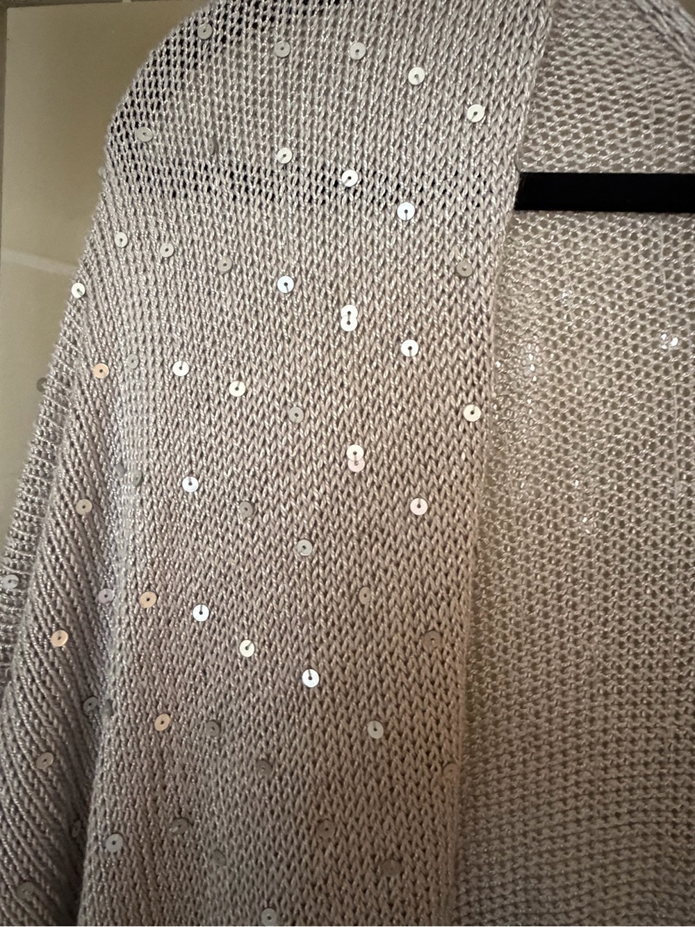 Chico's Light Gray Sequin Draped Poncho - Picture 3 of 3